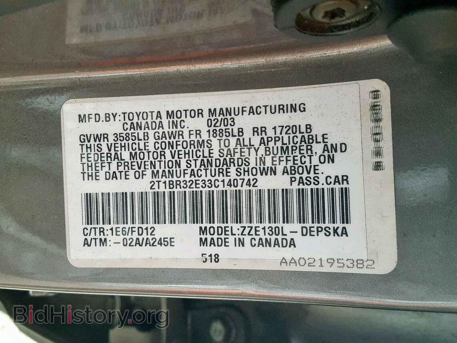 2003 TOYOTA COROLLA - VIN: 2T1BR32E33C140742 - Photo 10