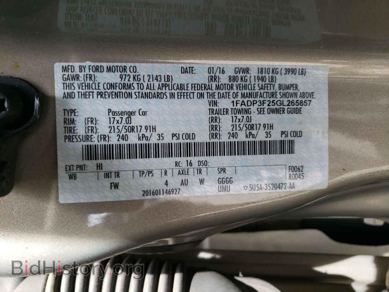 2016 FORD FOCUS - VIN: 1FADP3F25GL265857 - Фото 10