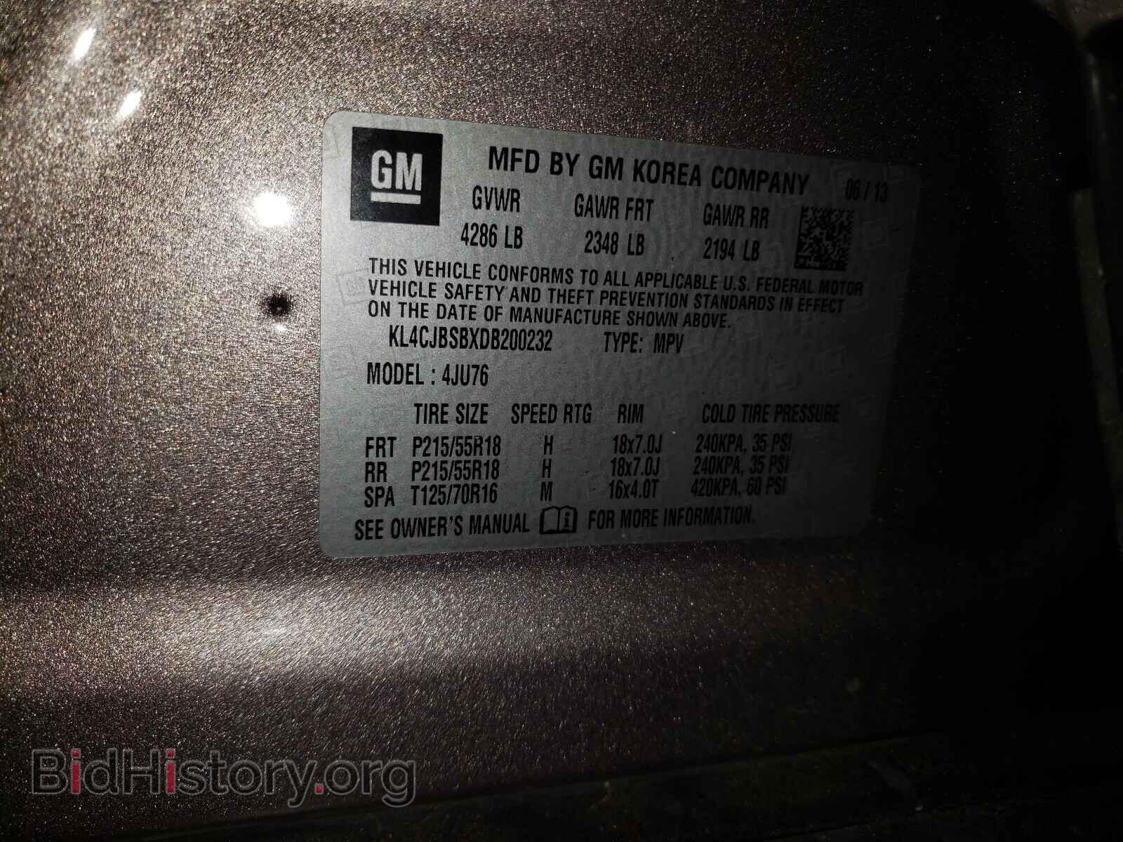 2013 BUICK ENCORE - VIN: KL4CJBSBXDB200232 - Фото 10