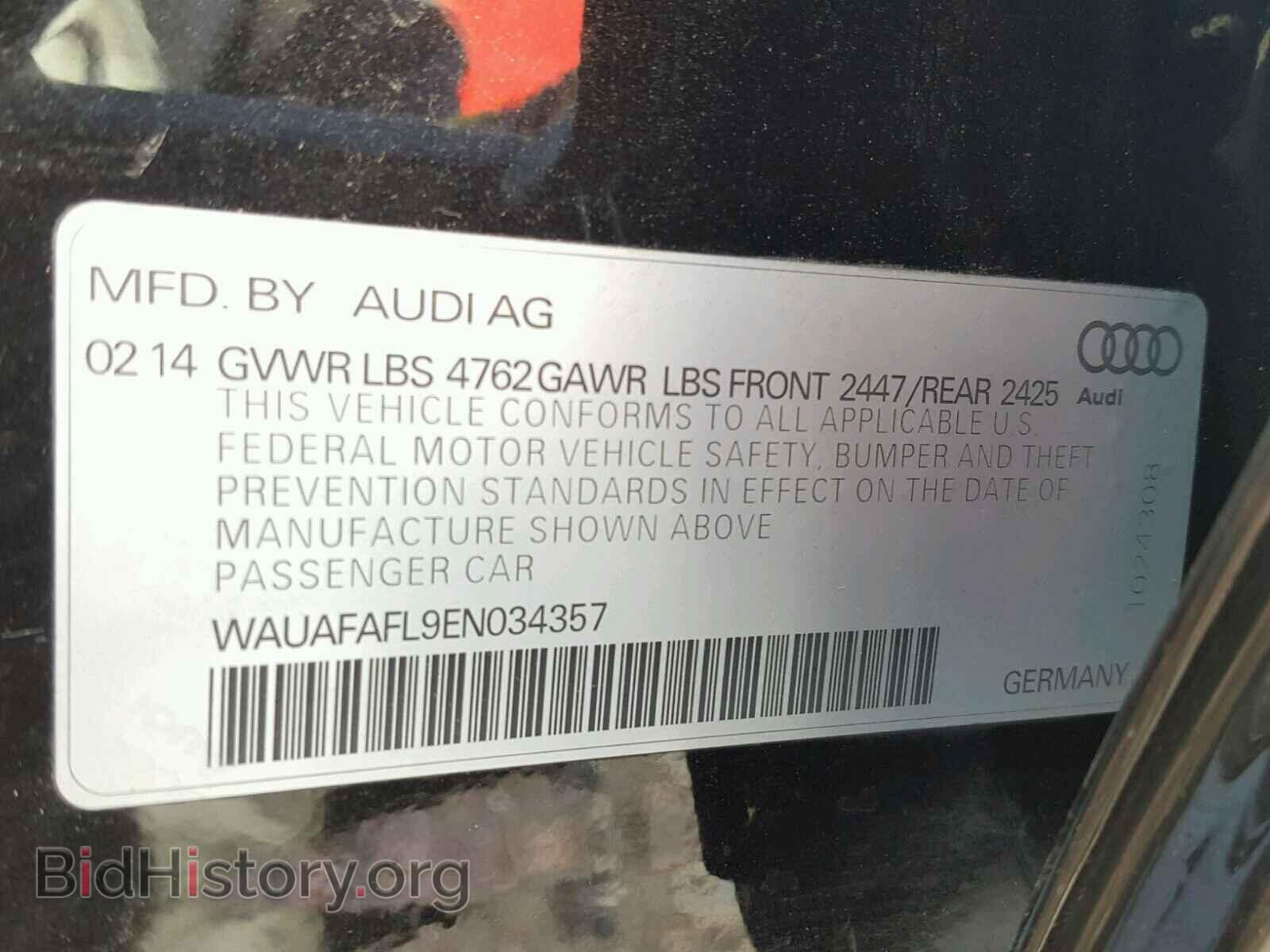 2014 AUDI A4 - VIN: WAUAFAFL9EN034357 - Фото 10