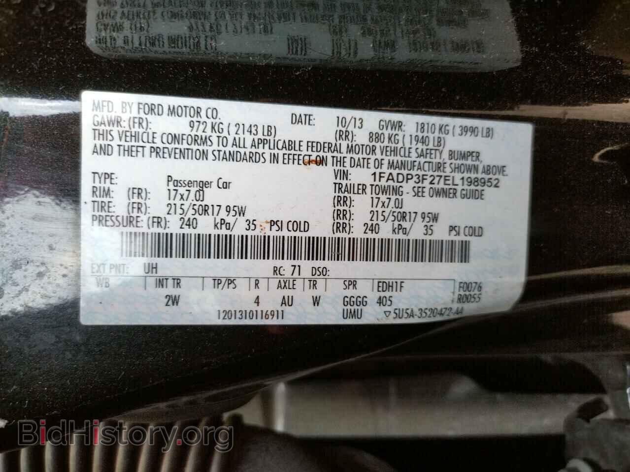 2014 FORD FOCUS - VIN: 1FADP3F27EL198952 - Фото 10