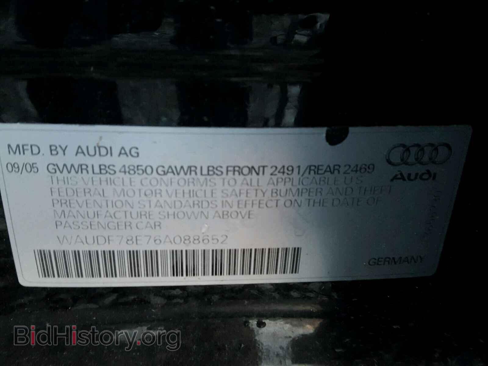 2006 AUDI A4 - VIN: WAUDF78E76A088652 - Photo 10