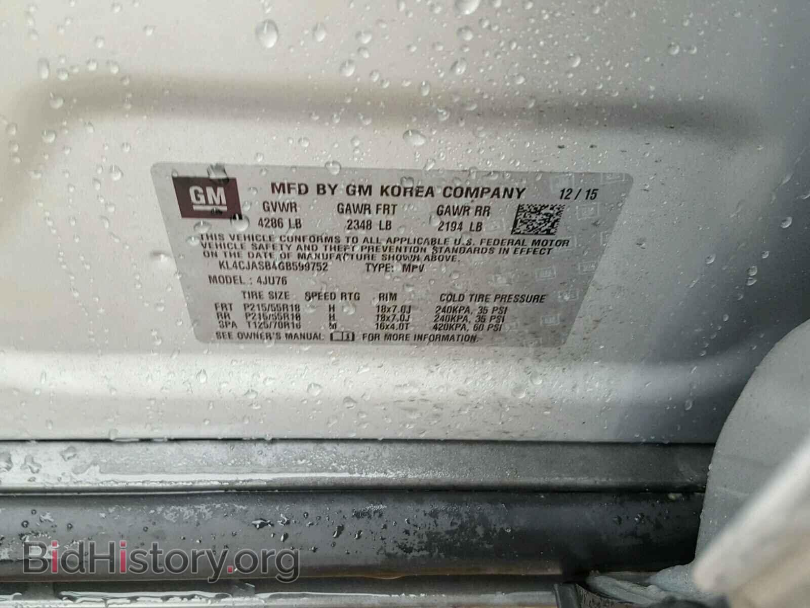 2016 BUICK ENCORE - VIN: KL4CJASB4GB599752 - Photo 10