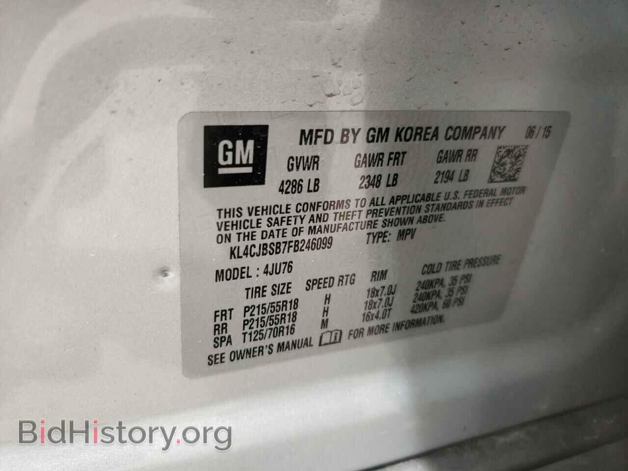 2015 BUICK ENCORE - VIN: KL4CJBSB7FB246099 - Фото 10