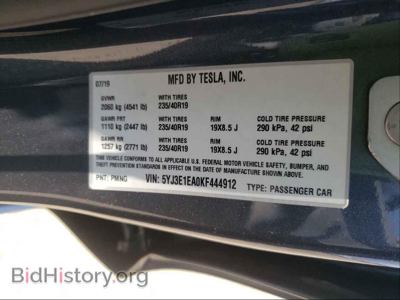2019 TESLA MODEL 3 - VIN: 5YJ3E1EA0KF444912 - Photo 10