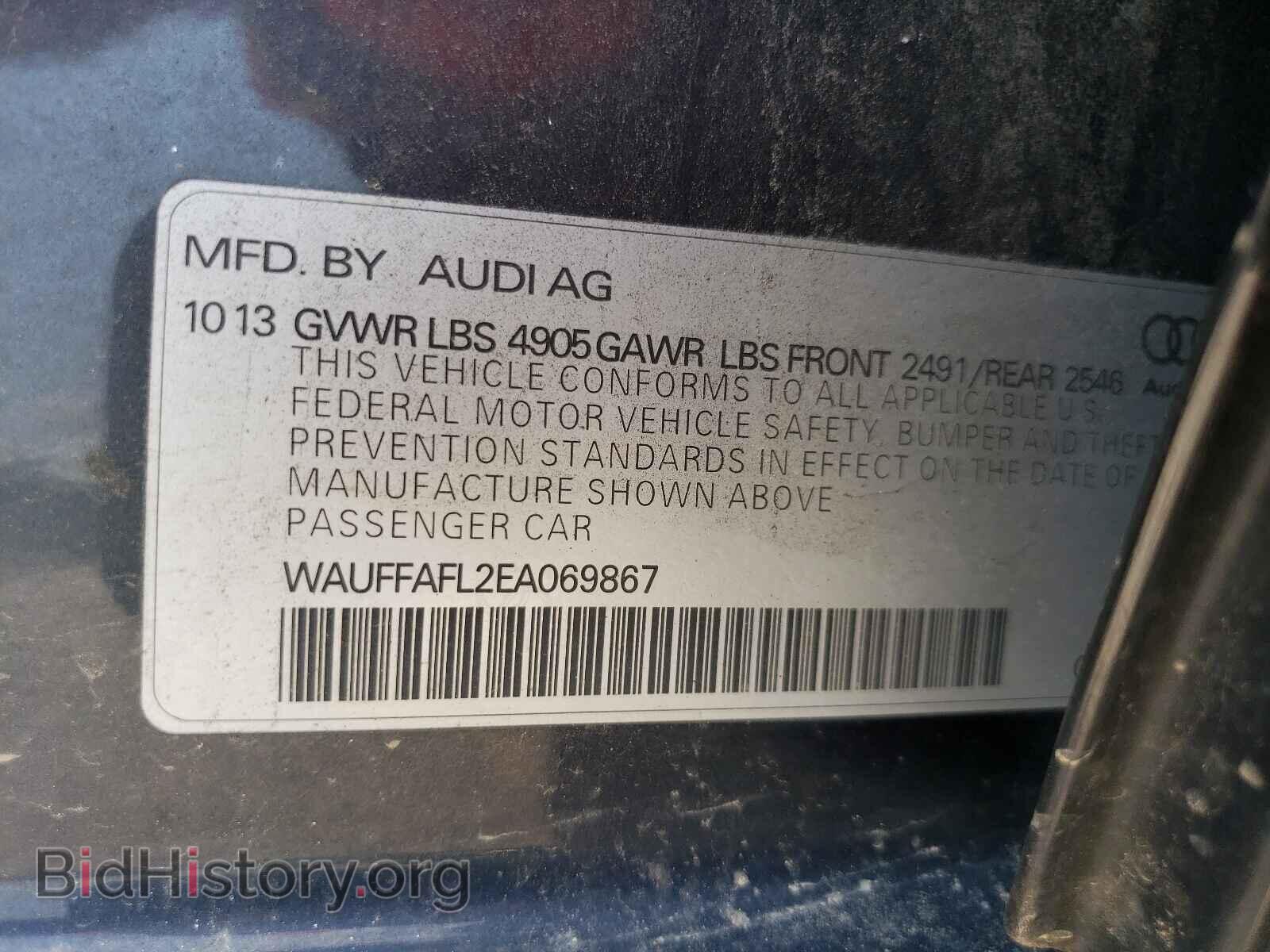 2014 AUDI A4 - VIN: WAUFFAFL2EA069867 - Фото 10