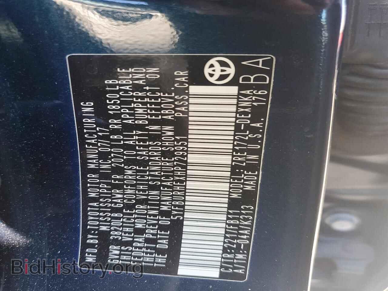 2017 TOYOTA COROLLA - VIN: 5YFBURHEXHP729951 - Фото 13