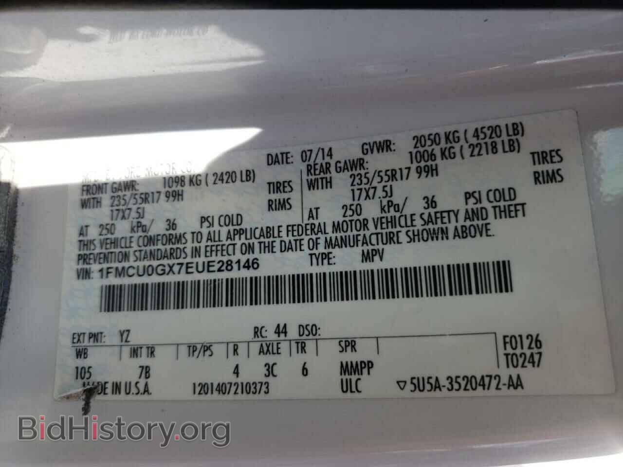 2014 FORD ESCAPE - VIN: 1FMCU0GX7EUE28146 - Фото 10