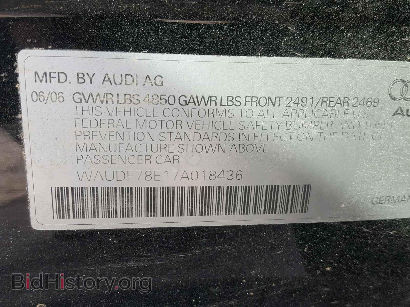 2007 AUDI A4 - VIN: WAUDF78E17A018436 - Фото 10