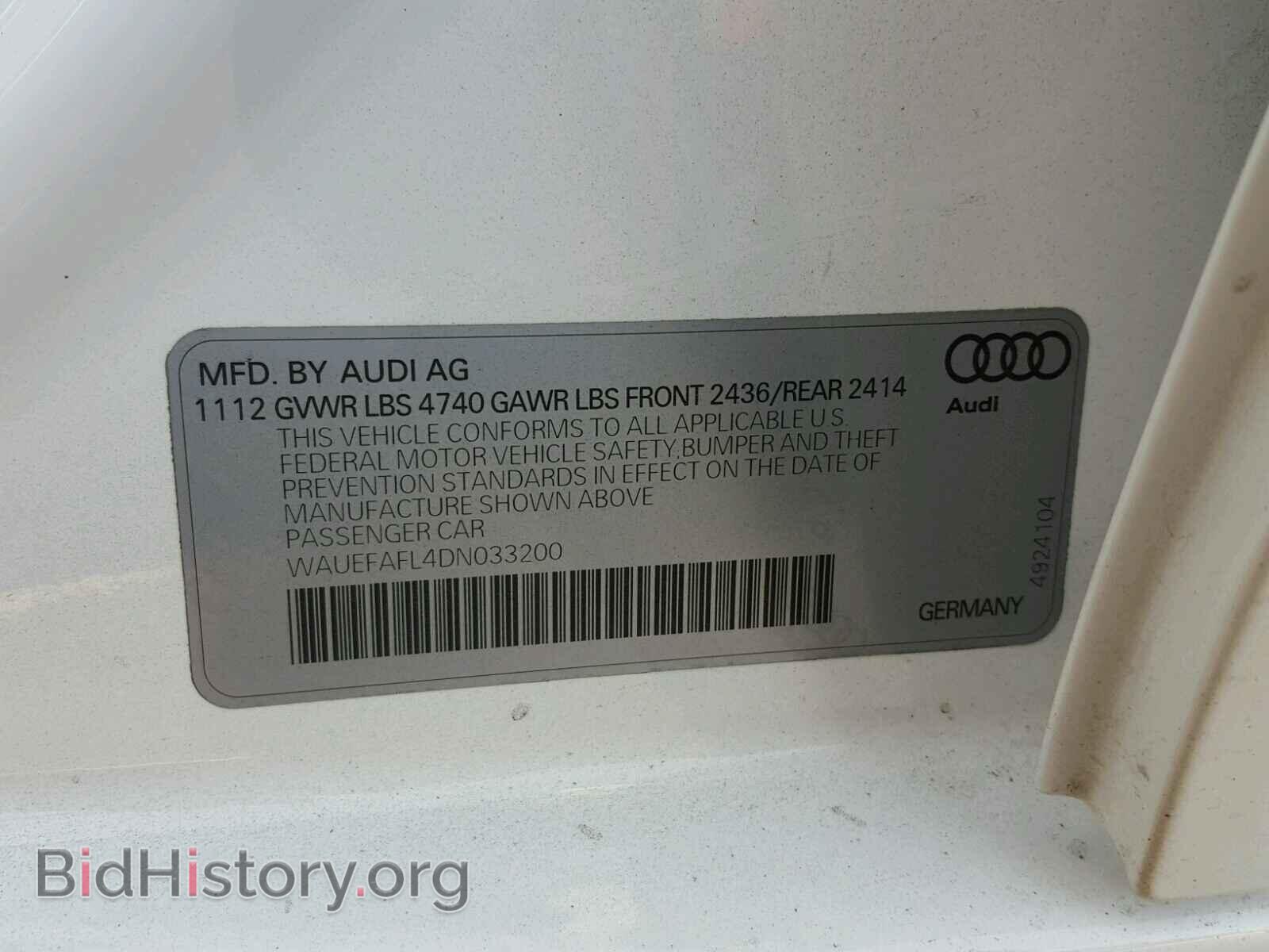 2013 AUDI A4 - VIN: WAUEFAFL4DN033200 - Фото 10