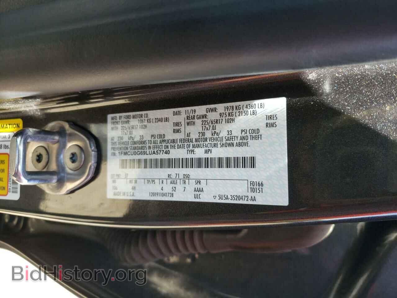 2020 FORD ESCAPE - VIN: 1FMCU0G69LUA57740 - Фото 10