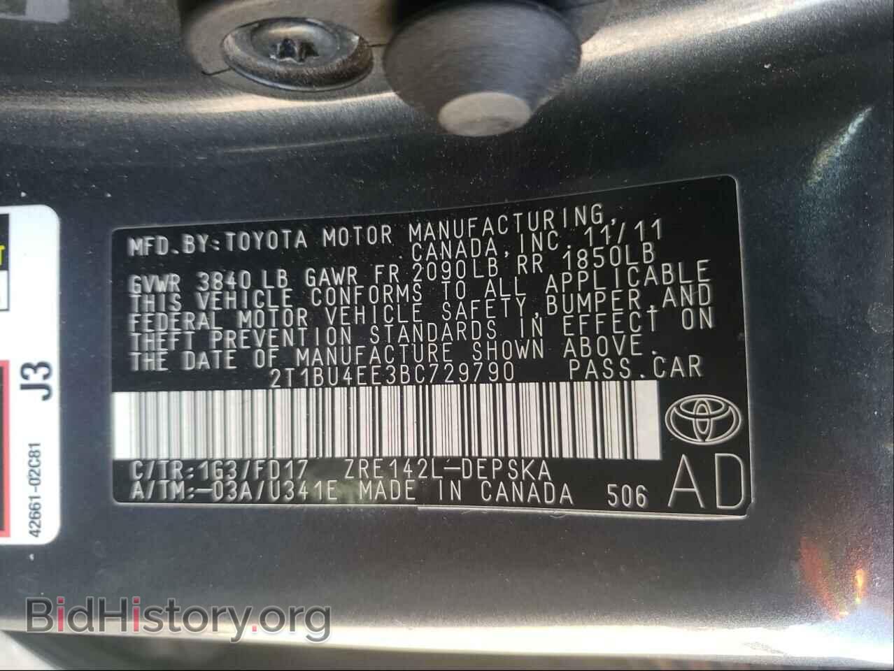 2011 TOYOTA COROLLA - VIN: 2T1BU4EE3BC729790 - Фото 10