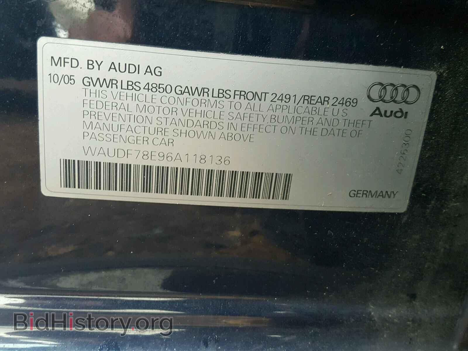 2006 AUDI A4 - VIN: WAUDF78E96A118136 - Фото 10