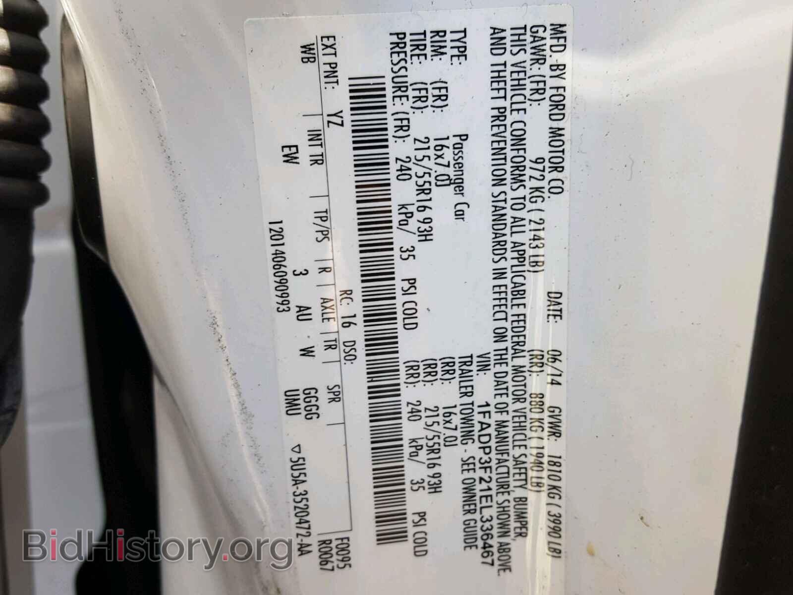 2014 FORD FOCUS - VIN: 1FADP3F21EL336467 - Фото 10