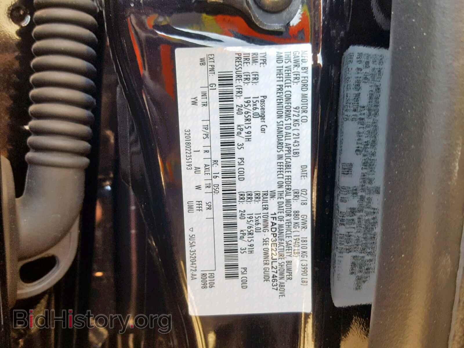 2018 FORD FOCUS - VIN: 1FADP3E22JL274637 - Фото 10