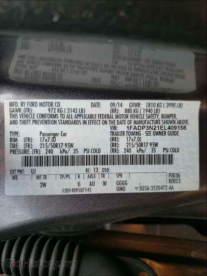 2014 FORD FOCUS - VIN: 1FADP3N21EL409158 - Фото 10