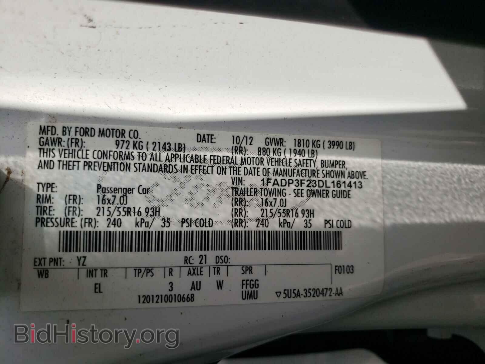 2013 FORD FOCUS - VIN: 1FADP3F23DL161413 - Фото 10