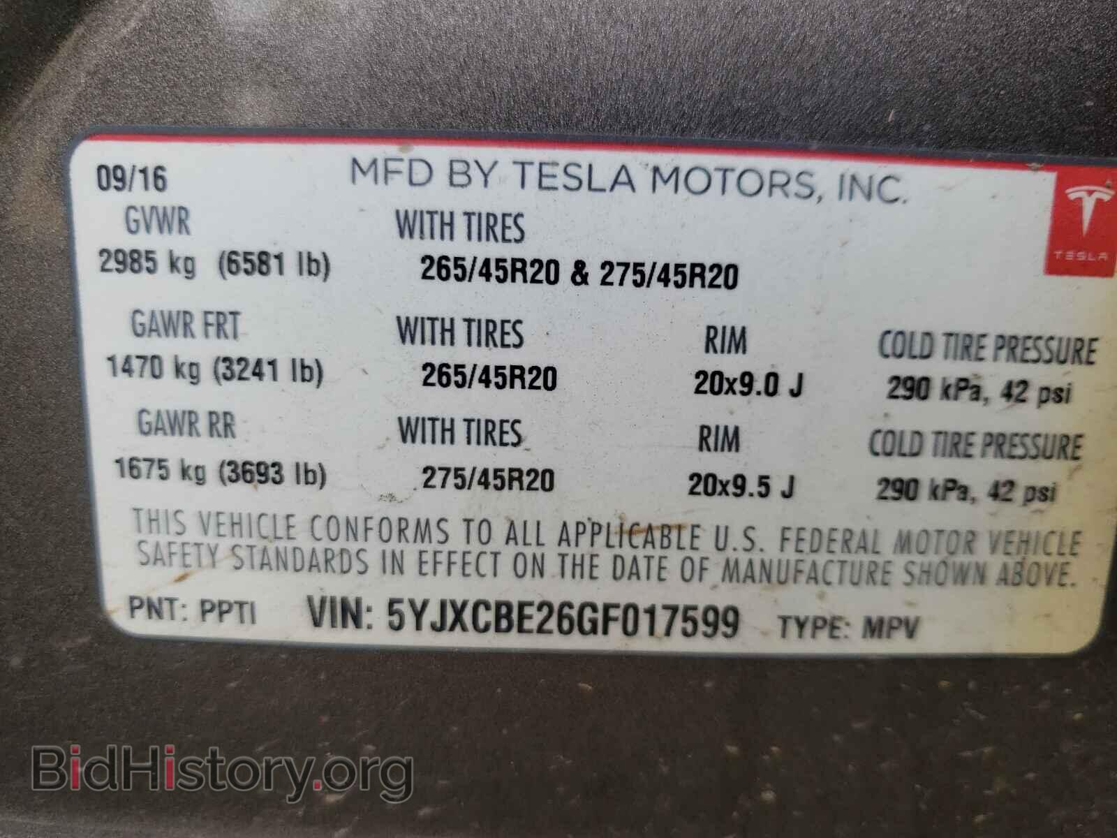 2016 TESLA MODEL X - VIN: 5YJXCBE26GF017599 - Photo 10