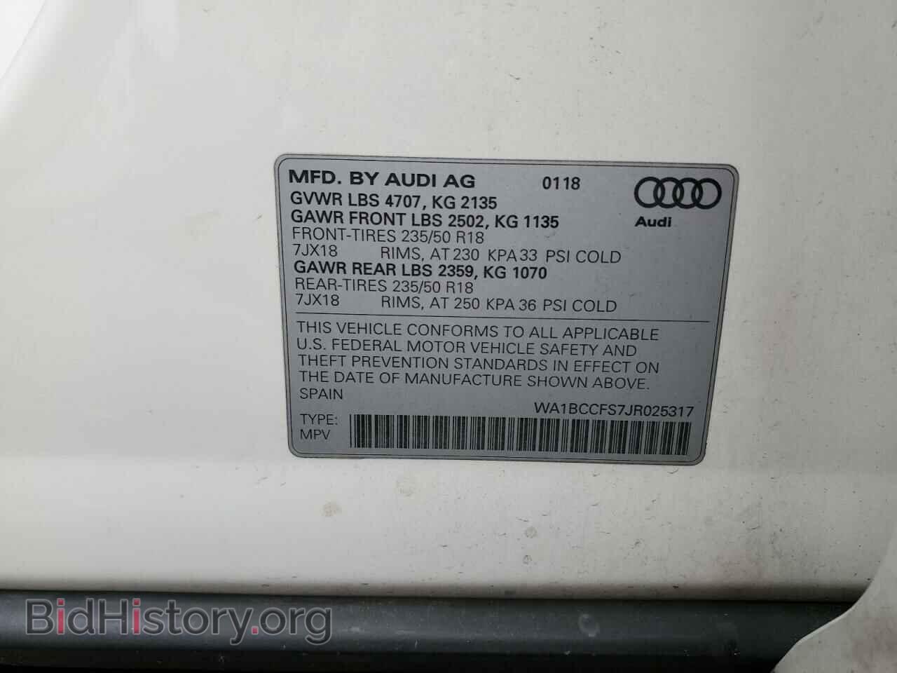 2018 AUDI Q3 - VIN: WA1BCCFS7JR025317 - Фото 13