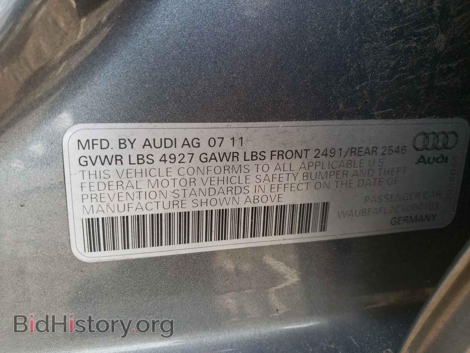 2012 AUDI A4 - VIN: WAUBFAFL2CN004103 - Фото 10