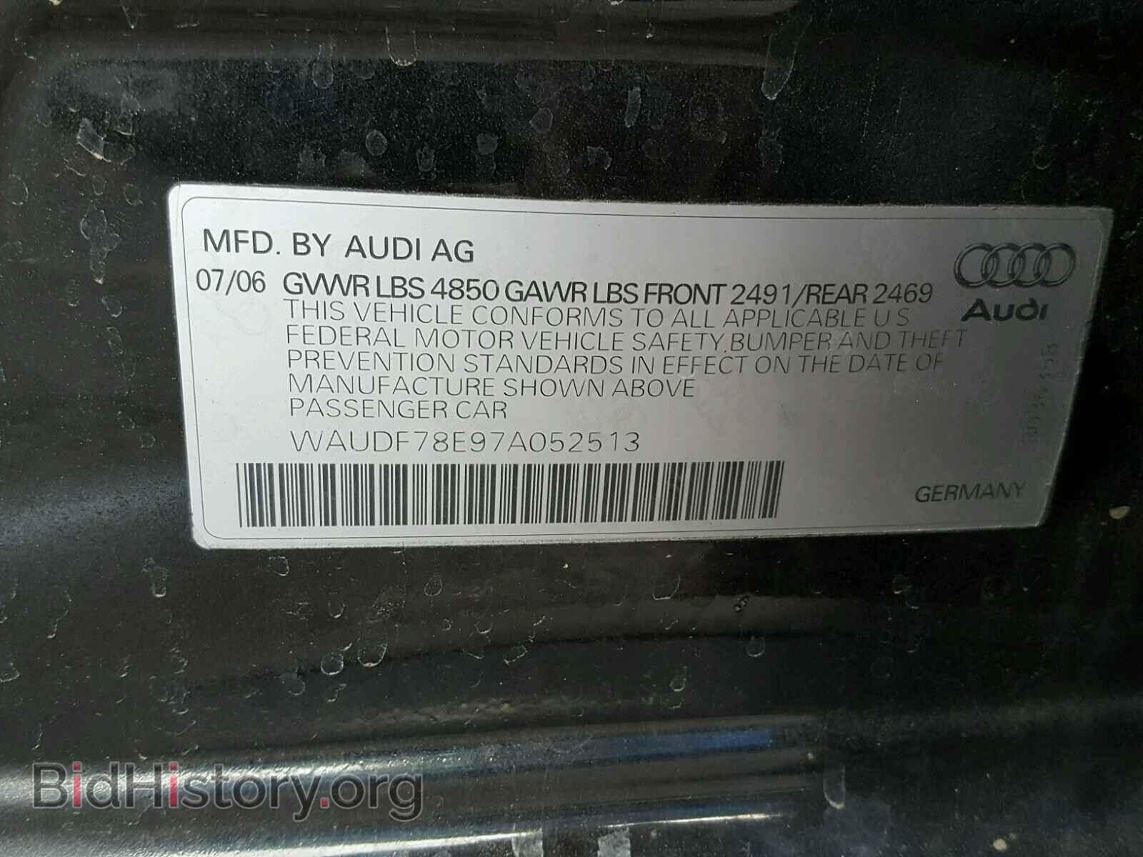 2007 AUDI A4 - VIN: WAUDF78E97A052513 - Фото 10