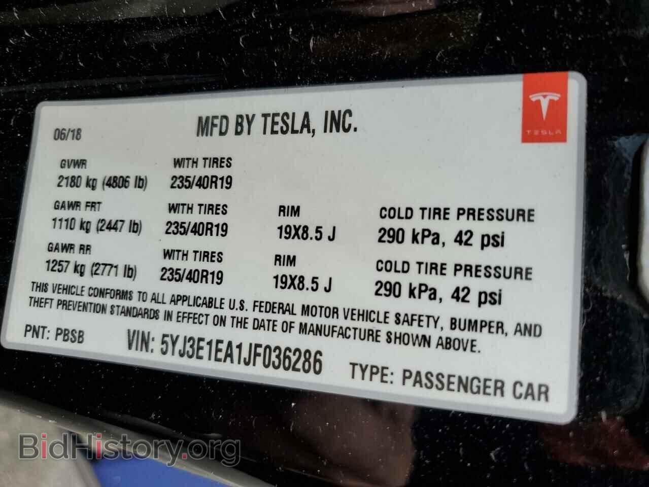 2018 TESLA MODEL 3 - VIN: 5YJ3E1EA1JF036286 - Фото 13