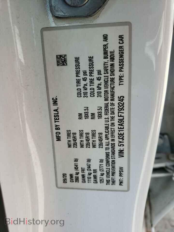 2020 TESLA MODEL 3 - VIN: 5YJ3E1EA9LF793245 - Photo 12