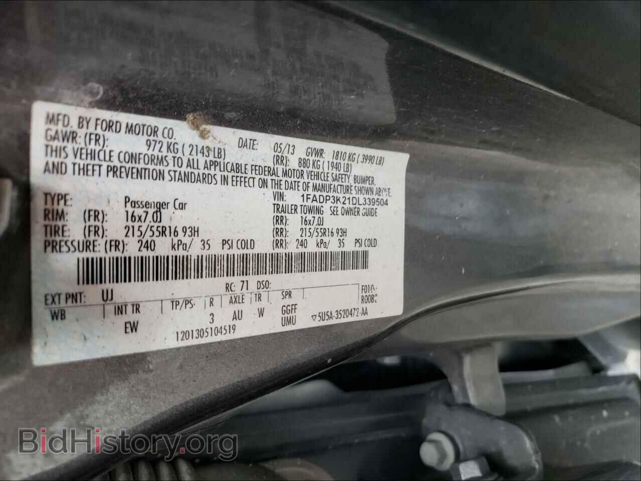 2013 FORD FOCUS - VIN: 1FADP3K21DL339504 - Фото 10