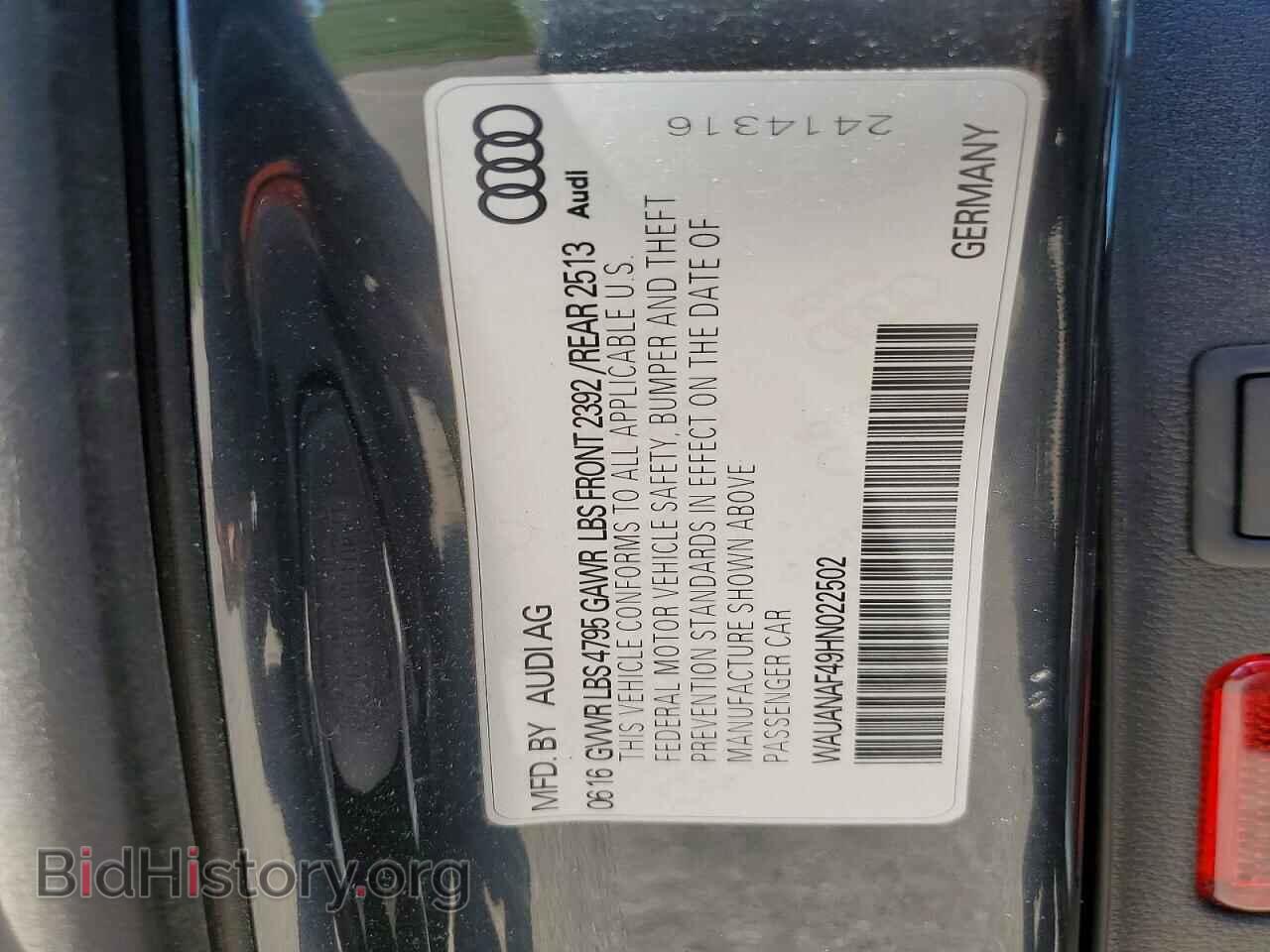 2017 AUDI A4 - VIN: WAUANAF49HN022502 - Фото 12