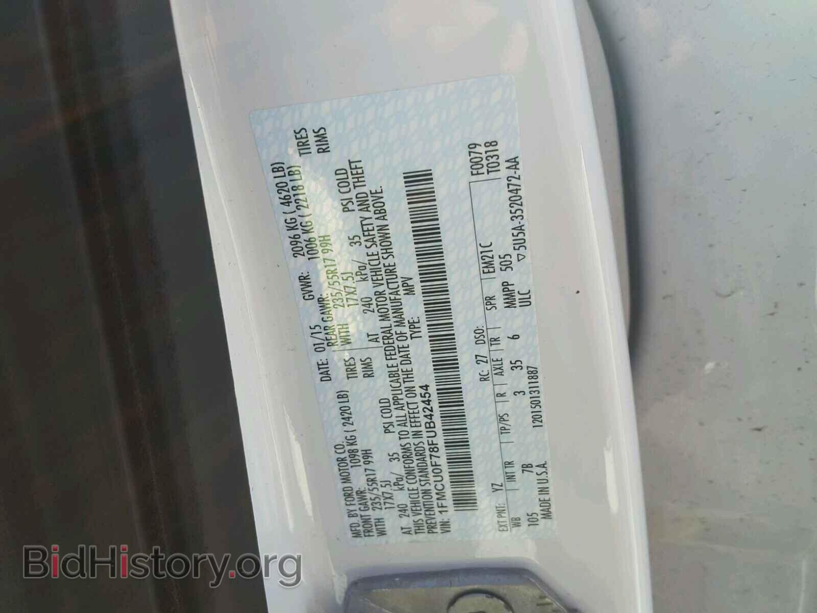 2015 FORD ESCAPE S - VIN: 1FMCU0F78FUB42454 - Фото 10