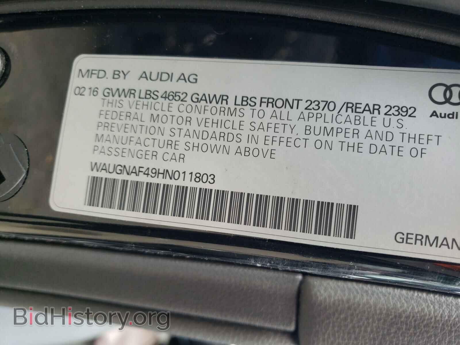 2017 AUDI A4 - VIN: WAUGNAF49HN011803 - Фото 10