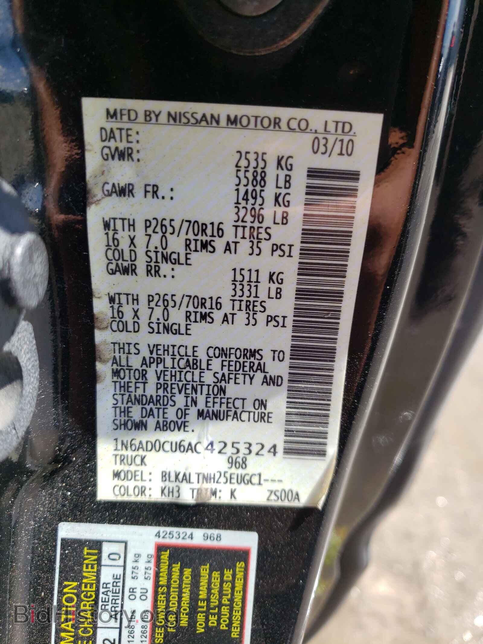 2010 NISSAN FRONTIER - VIN: 1N6AD0CU6AC425324 - Фото 10