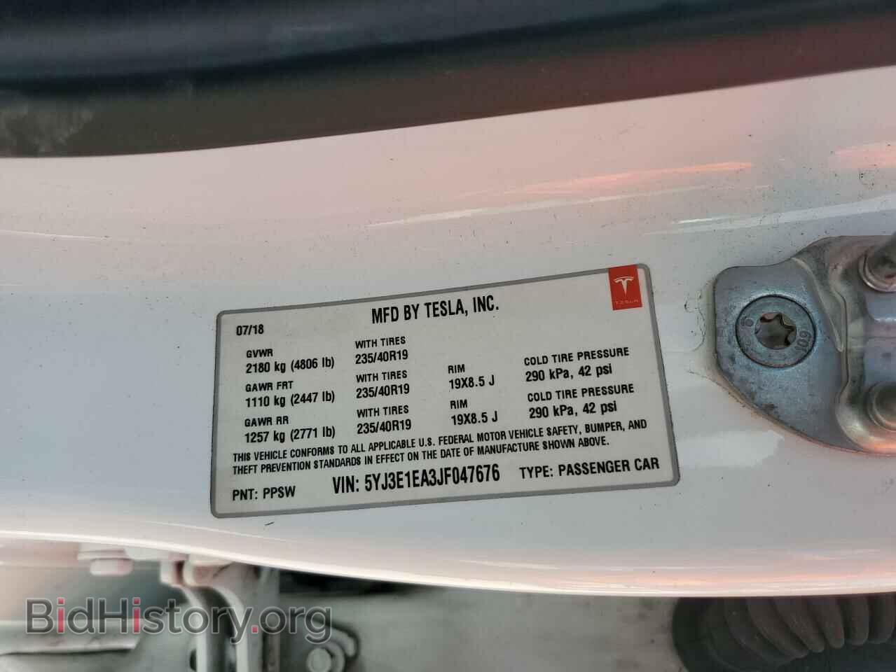 2018 TESLA MODEL 3 - VIN: 5YJ3E1EA3JF047676 - Photo 12