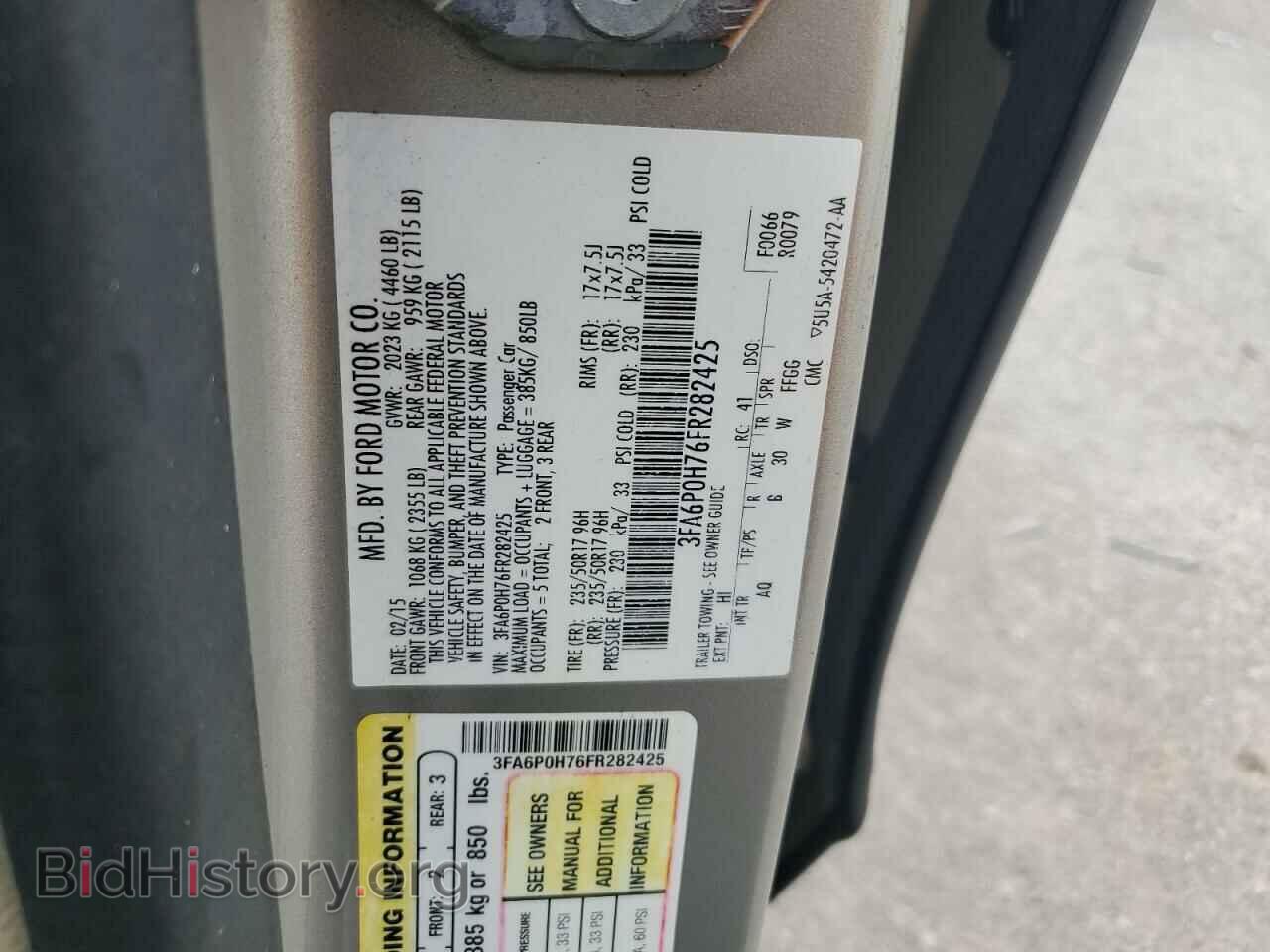 2015 FORD FUSION - VIN: 3FA6P0H76FR282425 - Фото 12