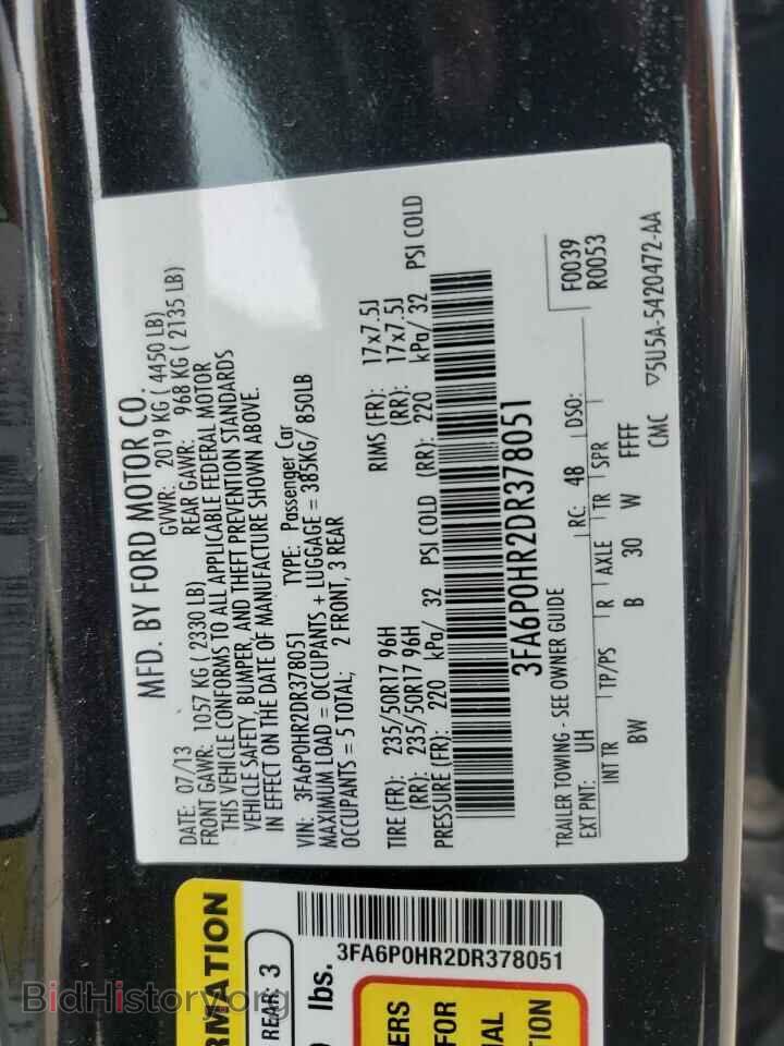 2013 FORD FUSION - VIN: 3FA6P0HR2DR378051 - Фото 13