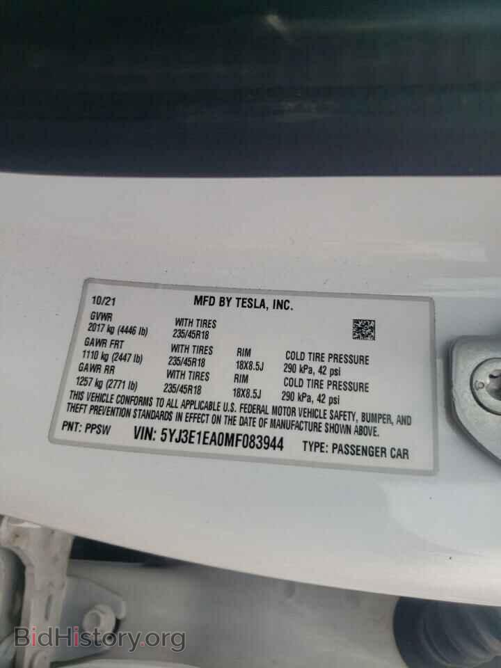 2021 TESLA MODEL 3 - VIN: 5YJ3E1EA0MF083944 - Photo 10