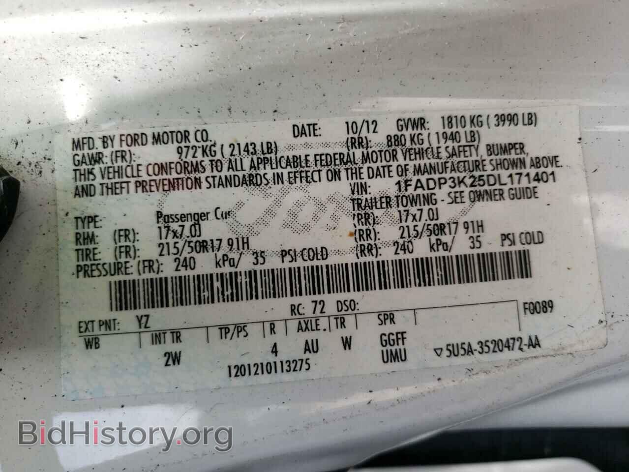 2013 FORD FOCUS - VIN: 1FADP3K25DL171401 - Фото 10