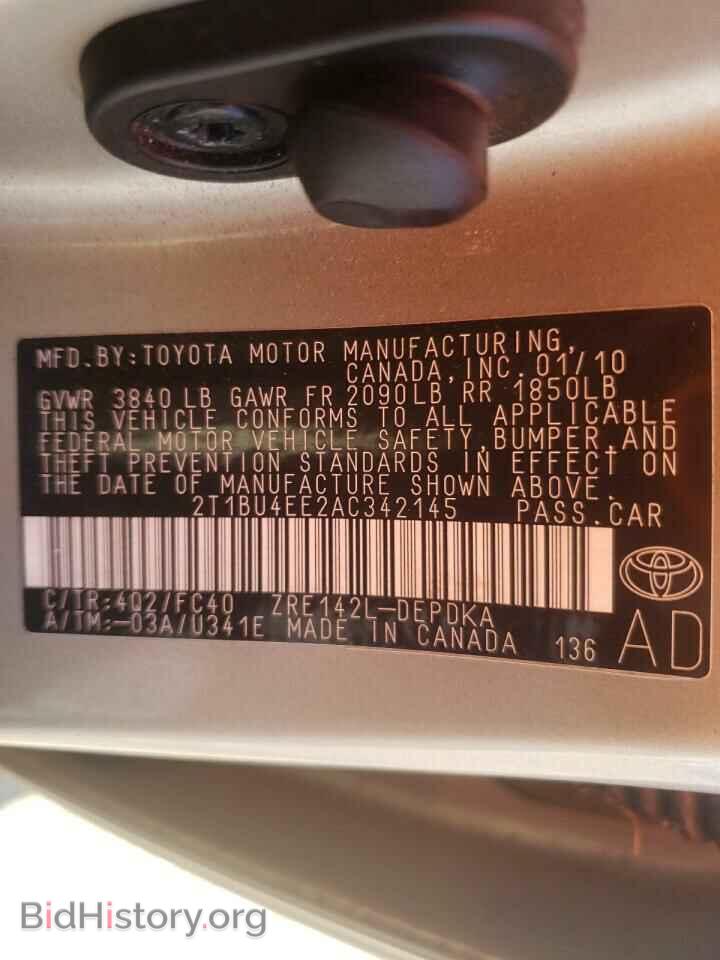 2010 TOYOTA COROLLA - VIN: 2T1BU4EE2AC342145 - Фото 12