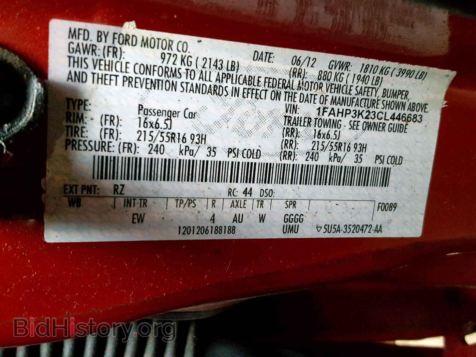 2012 FORD FOCUS SE - VIN: 1FAHP3K23CL446683 - Фото 10