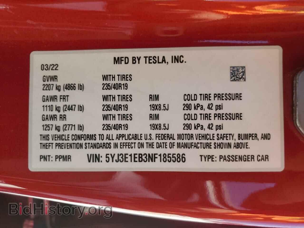 2022 TESLA MODEL 3 - VIN: 5YJ3E1EB3NF185586 - Фото 13
