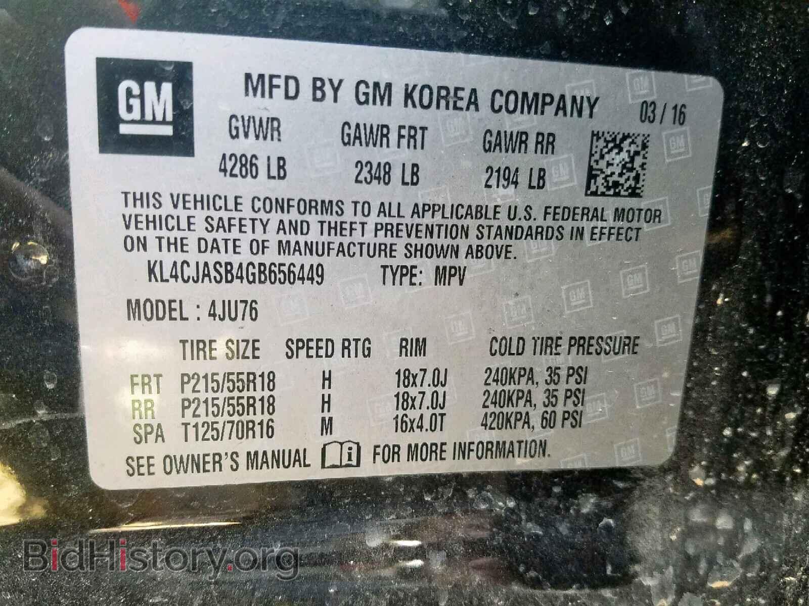 2016 BUICK ENCORE - VIN: KL4CJASB4GB656449 - Фото 10