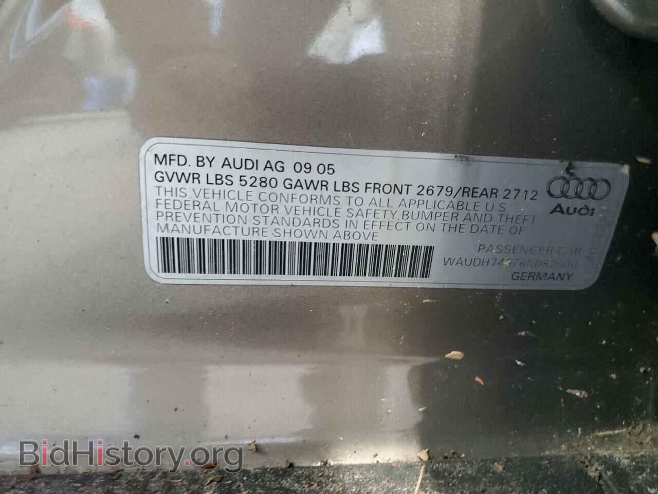 2006 AUDI A6 - VIN: WAUDH74F76N082500 - Фото 10