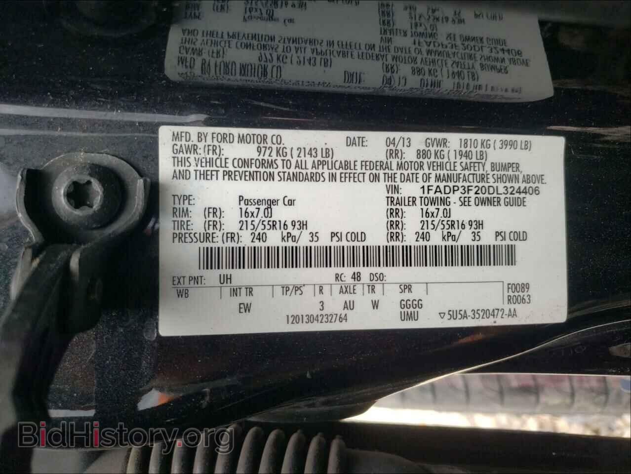 2013 FORD FOCUS - VIN: 1FADP3F20DL324406 - Фото 10