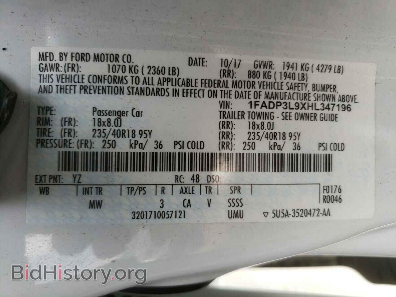 2017 FORD FOCUS - VIN: 1FADP3L9XHL347196 - Фото 10