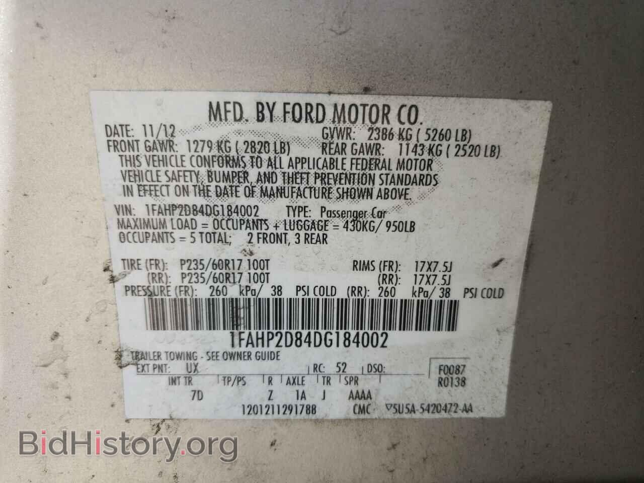 2013 FORD TAURUS - VIN: 1FAHP2D84DG184002 - Фото 10