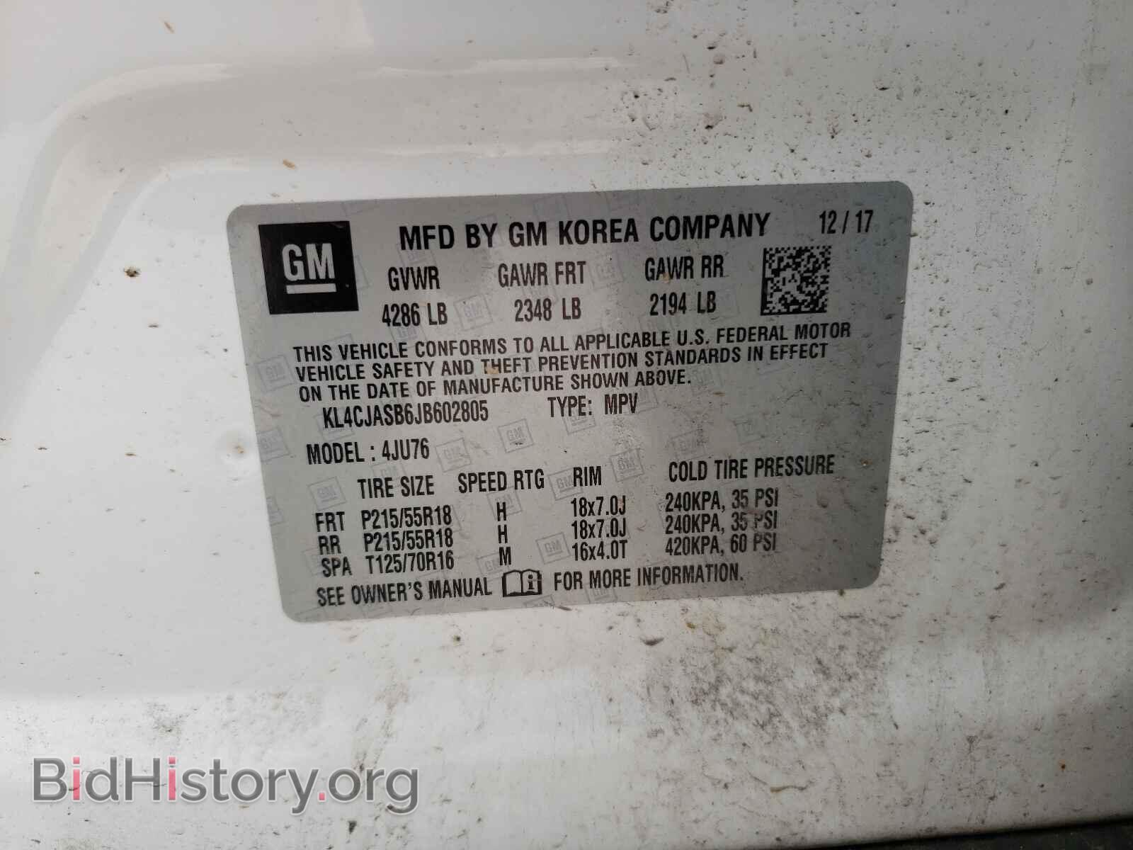 2018 BUICK ENCORE - VIN: KL4CJASB6JB602805 - Фото 10