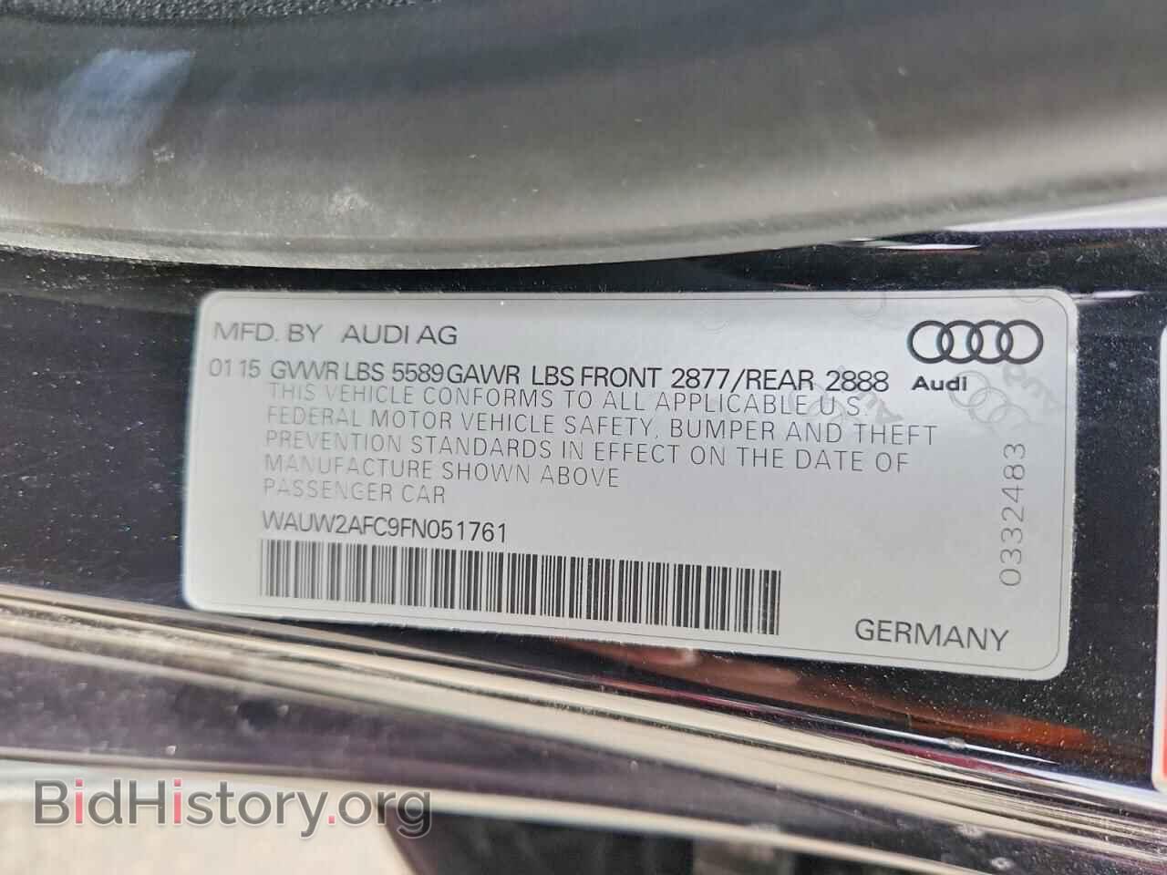 2015 AUDI S7/RS7 - VIN: WAUW2AFC9FN051761 - Фото 13