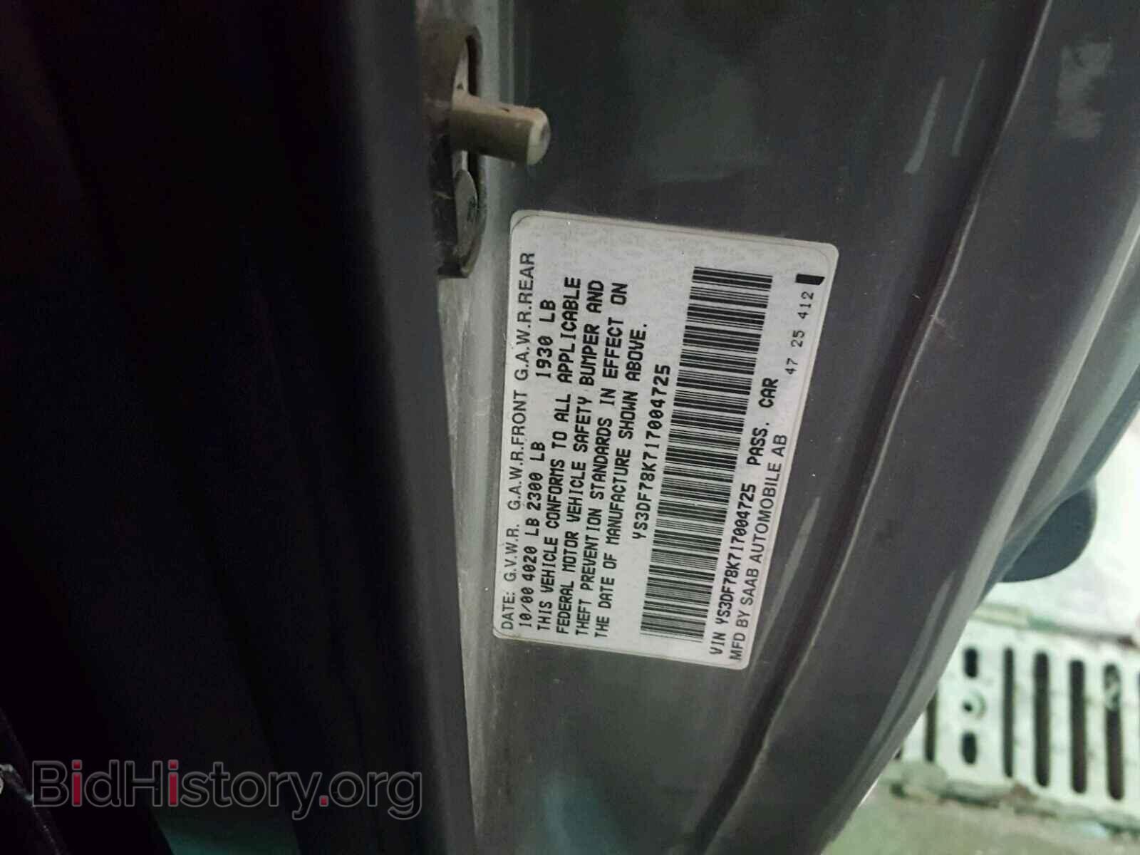 2001 SAAB 9 3 - VIN: YS3DF78K717004725 - Фото 10