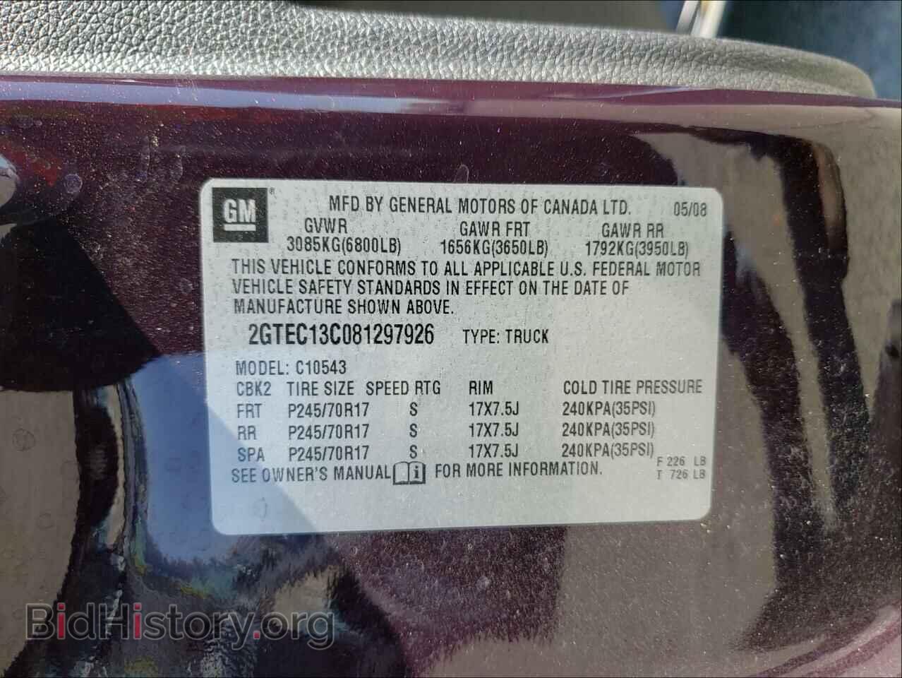 2008 GMC SIERRA - VIN: 2GTEC13C081297926 - Фото 10
