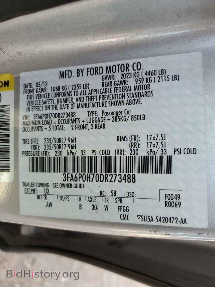 2013 FORD FUSION - VIN: 3FA6P0H70DR273488 - Фото 12